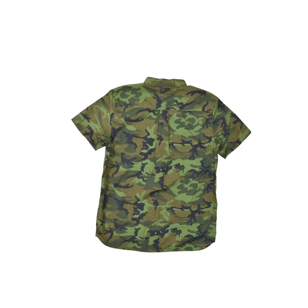 The North Face Men's Large L Camo Print Short Sleeve Button Down Shirt 100% Cott